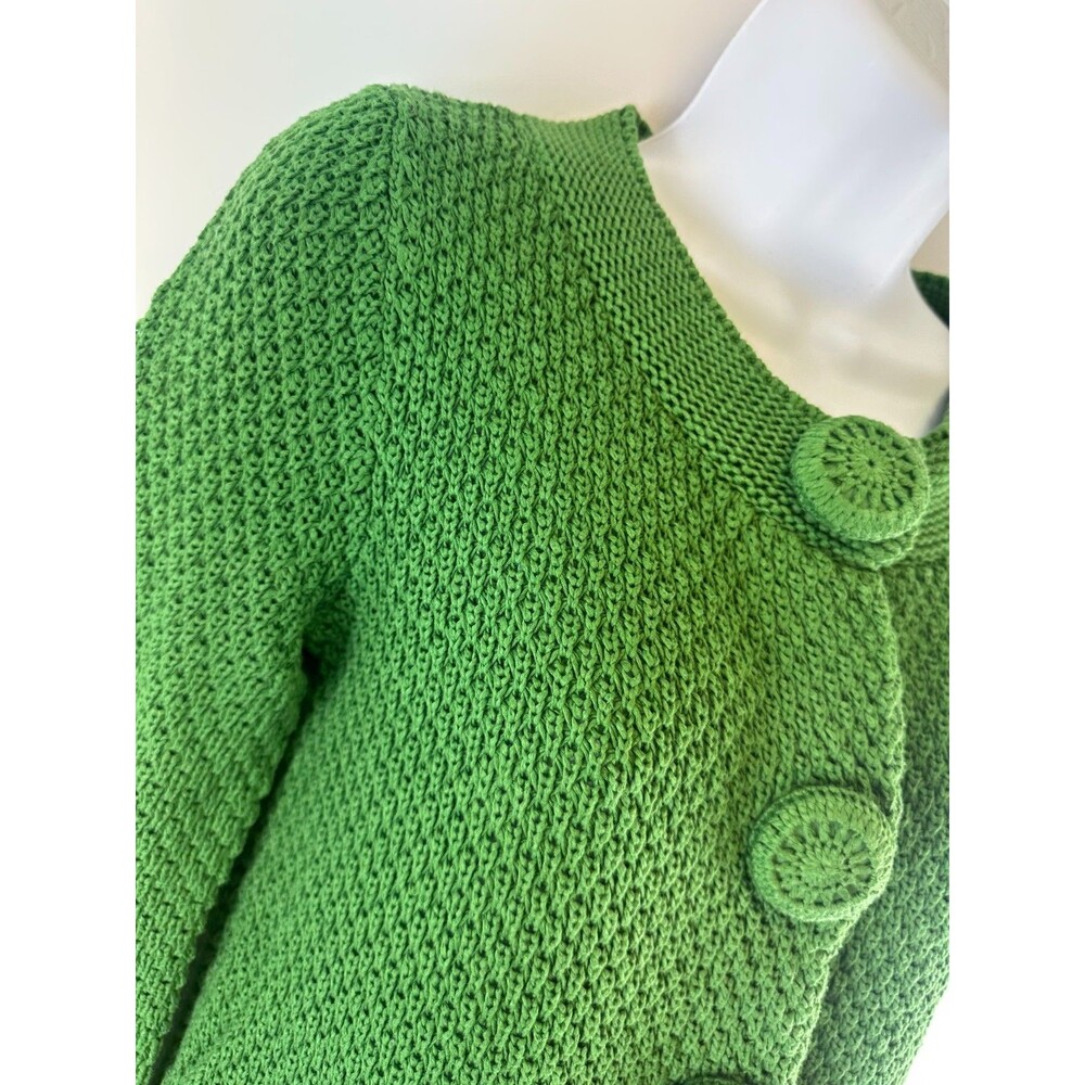 Boden Knit Cardigan Kelly Green Snap Covered Faux Buttons Chunky WK734 Womens 4 - Picture 3 of 16